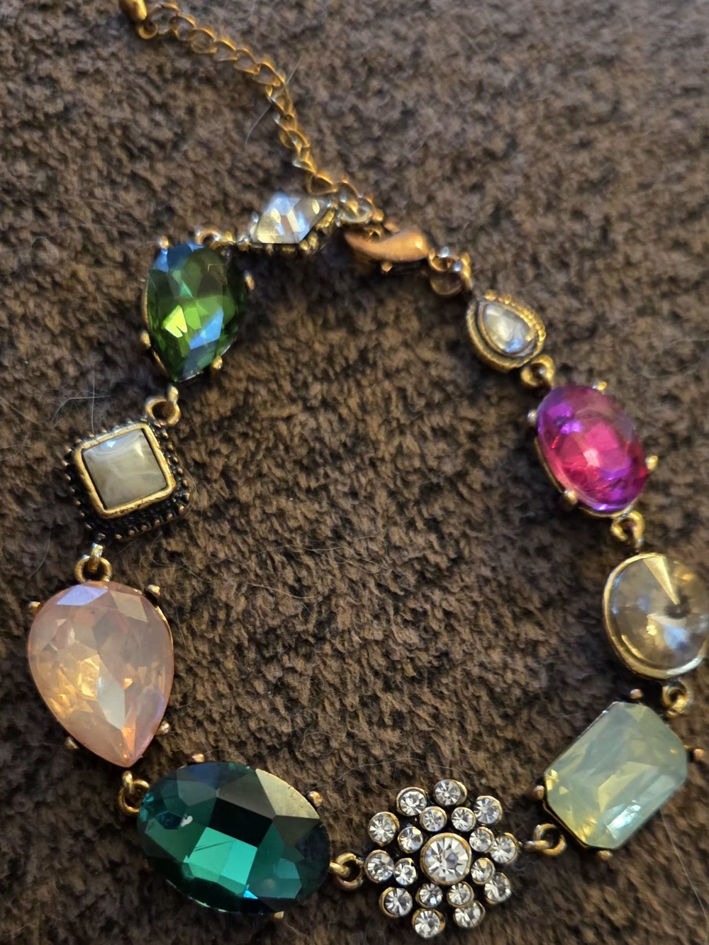 Gold-Tone Multicolor Gemstone Bracelet